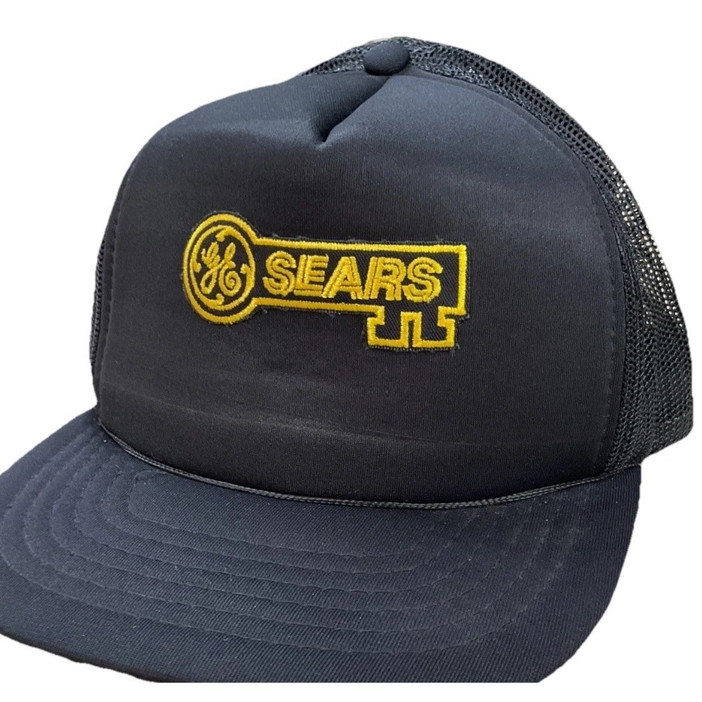 Vintage Sears GE Hat Cap SnapBack Adult One Size Black  Casual RARE